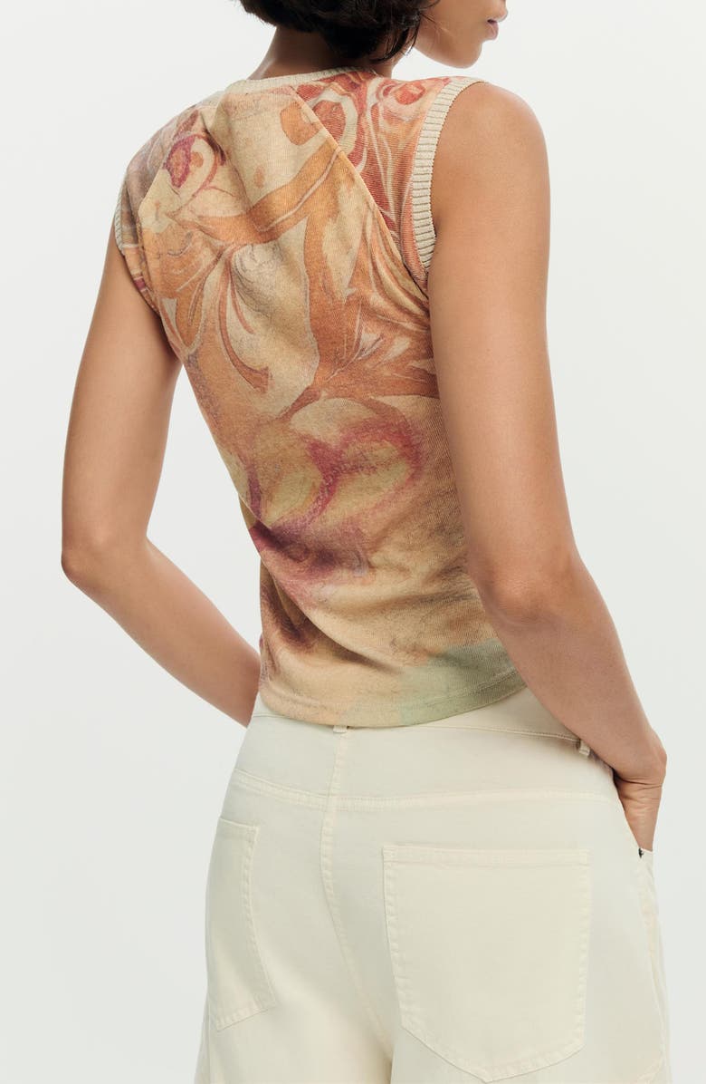 Desigual Sleeveless Print T-Shirt, Alternate, color, Orange Multi