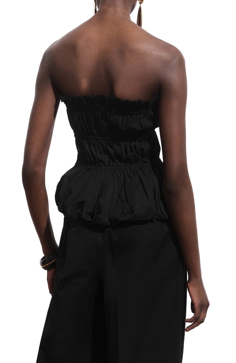 MANGO Ruched Strapless Top, Alternate, color, Black