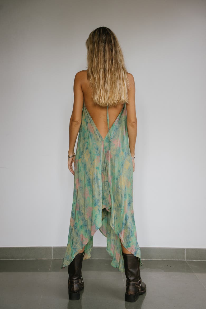Classic Silk Dress Emerald, Alternate, color, Green Floral Multi