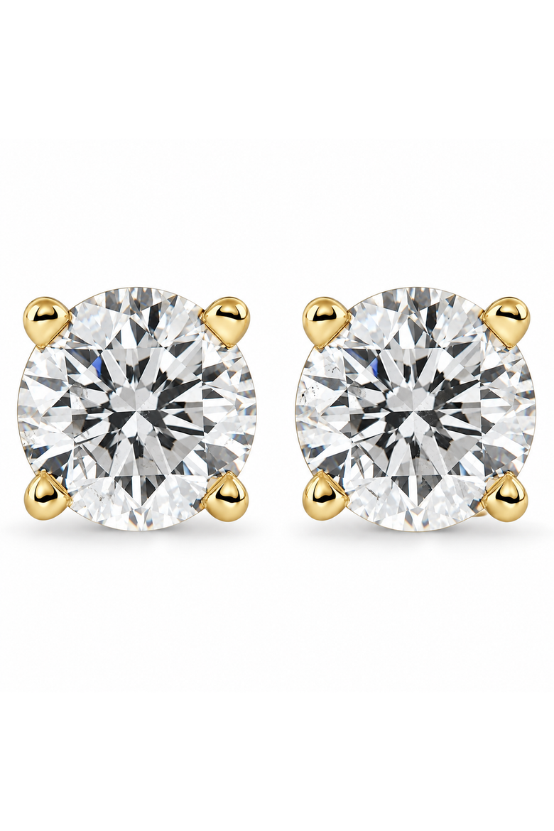 1/2Ct Round Brilliant Cut Diamond Stud Earrings in 14K Gold Classic, Main, color, Yellow Gold