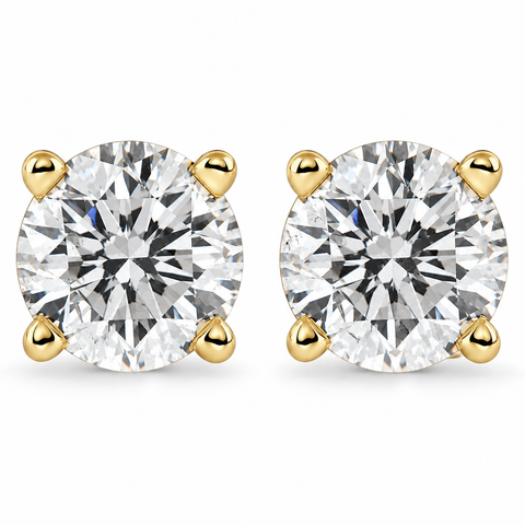1/2Ct Round Brilliant Cut Diamond Stud Earrings in 14K Gold Classic