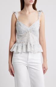 LoveShackFancy Lainie Floral Lace Peplum Camisole