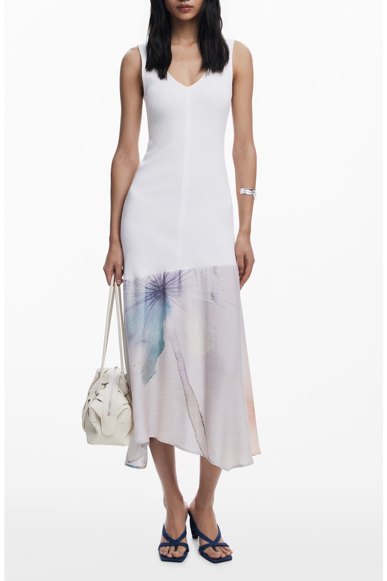 Sleeveless Handkerchief Hem Dress, Main, color, WHITE