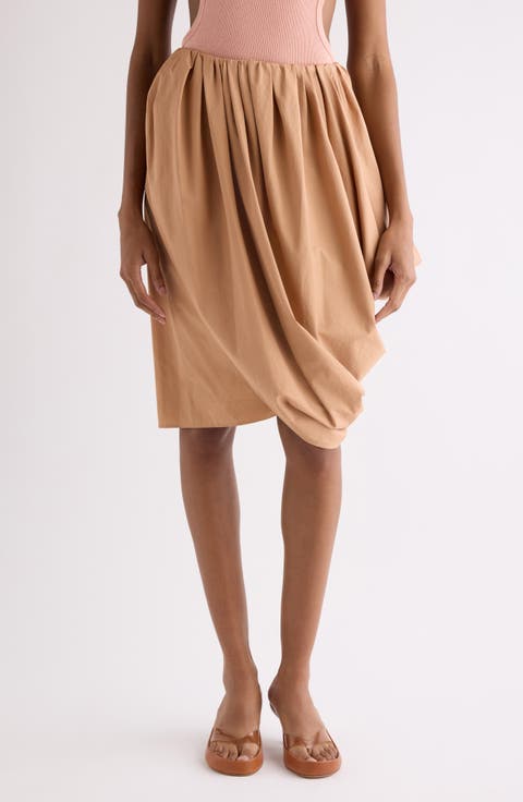 Draped Organic Cotton Poplin Skirt