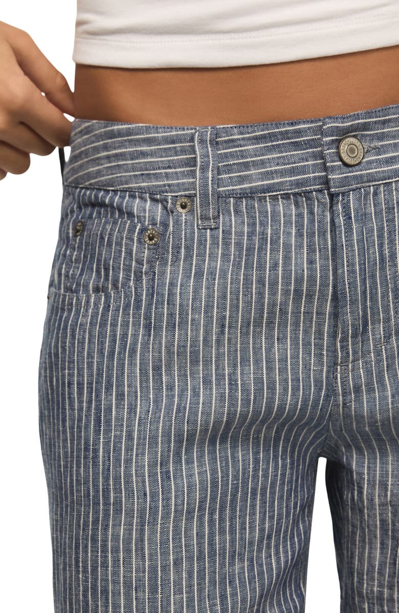 Lucky Brand Stripe Linen Baggy Wide Leg Pants, Alternate, color, Navy Stripe