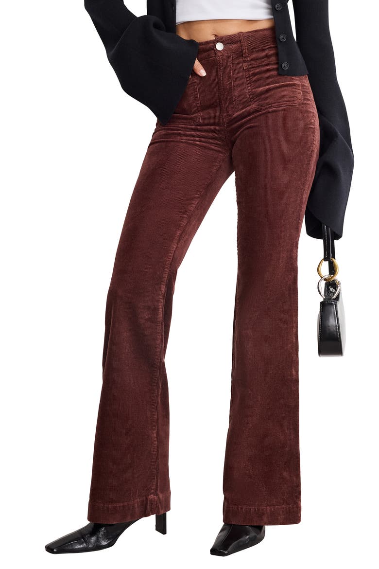 Good Legs Patch Pocket Flare Corduroy Pants, Main, color, WALNUT004