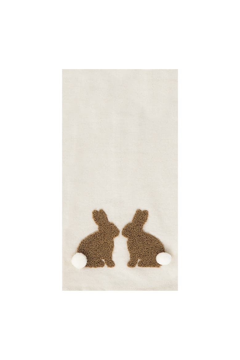 Easter Bunny Rabbit Duo Tufted Tails 100% Cotton Dishtowel, Main, color, White