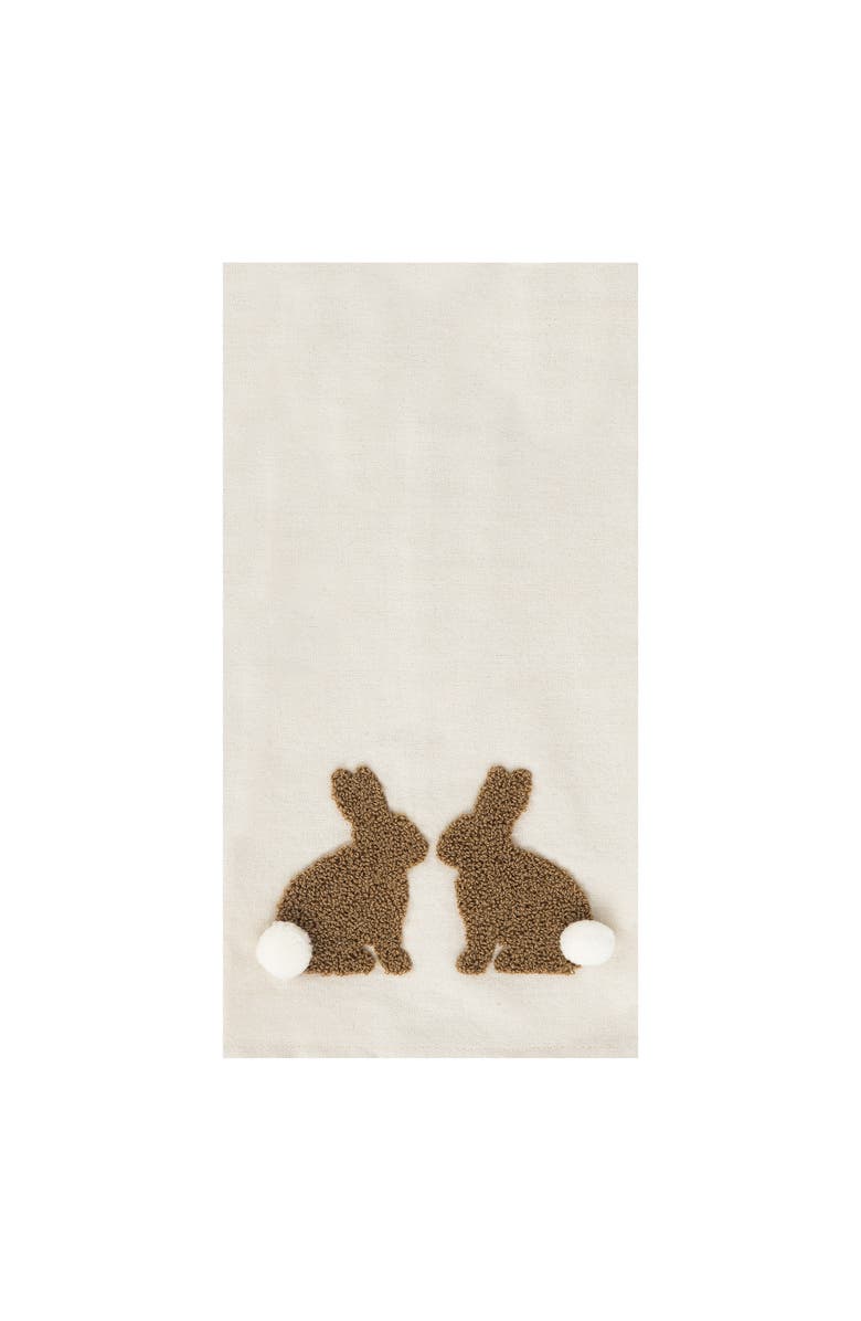 C&F Home Easter Bunny Rabbit Duo Tufted Tails 100% Cotton Dishtowel, Main, color, White
