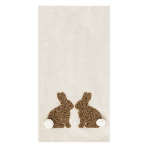 Easter Bunny Rabbit Duo Tufted Tails 100% Cotton Dishtowel