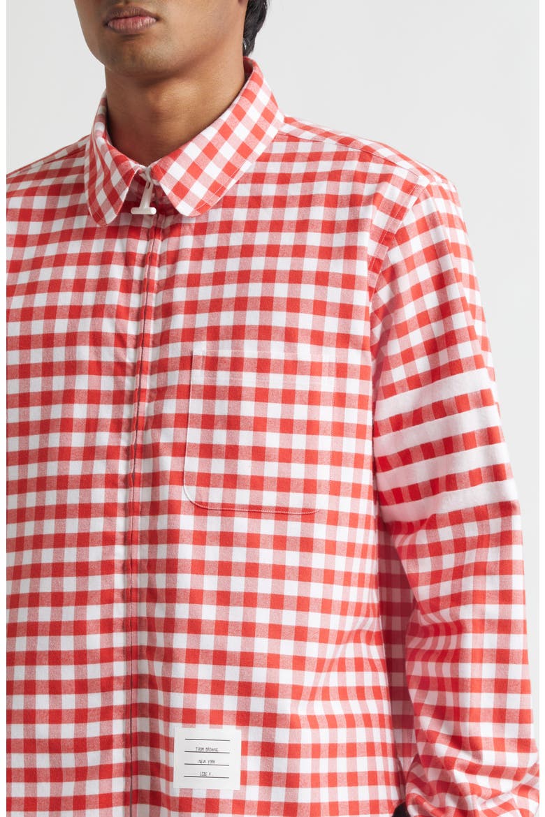 Gingham Cotton Zip Front Shirt Jacket, Alternate, color, RED