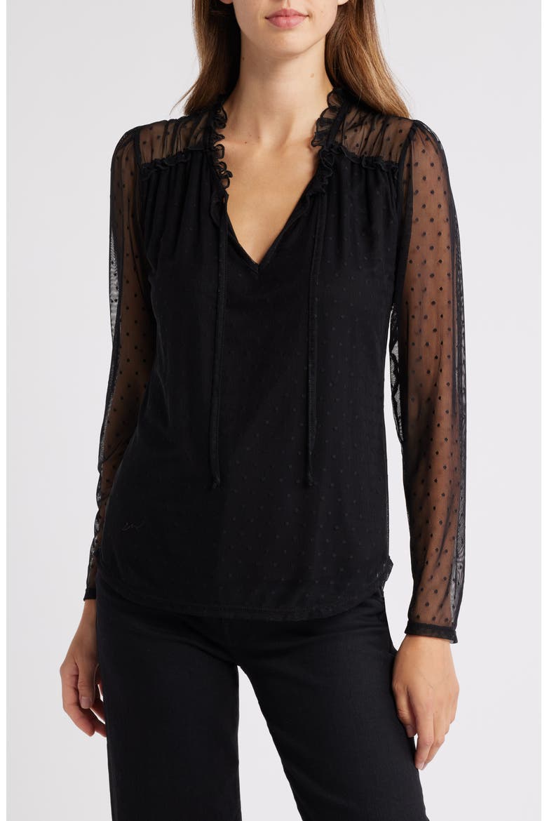 Mesh Dot Top, Main, color, BLACK