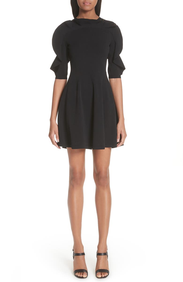 Valentino Garavani Valentino Lace Inset Ruffle Sleeve Dress, Main, color, 