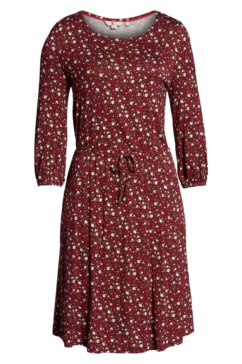 Talia Jersey Dress, Alternate, color, MAROON FLORAL SKY