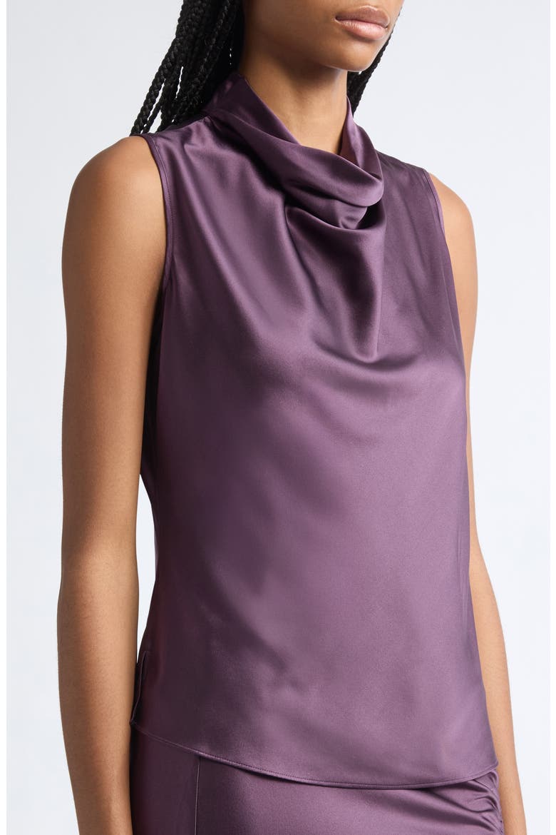 Tam Cowl Neck Silk Shell, Alternate, color, DARK EGGPLANT