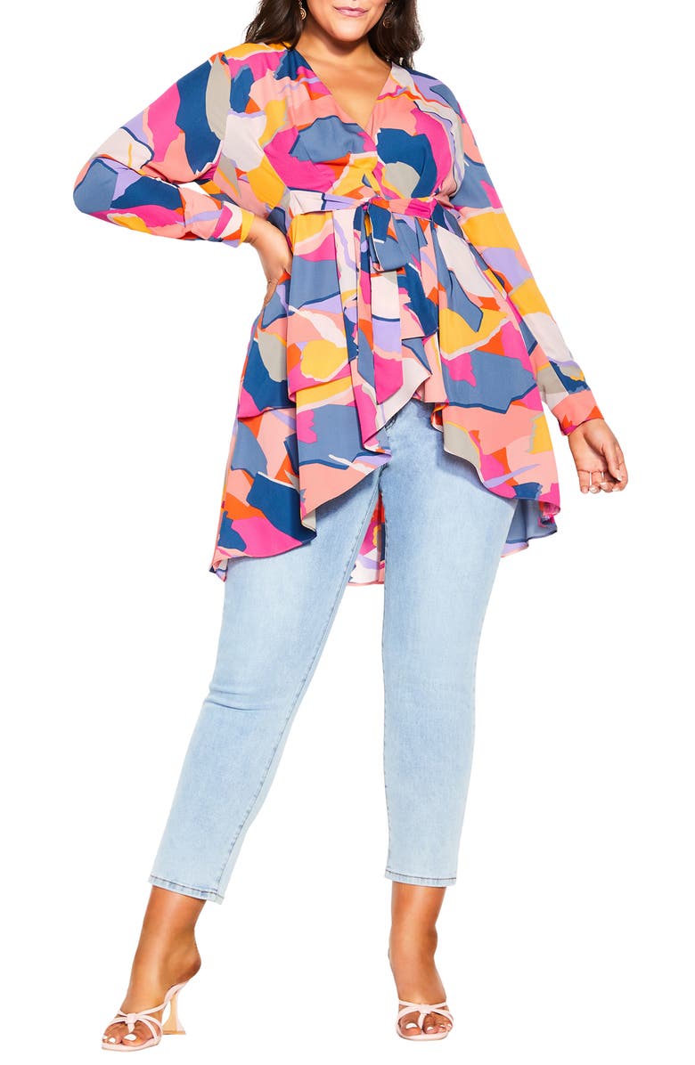 City Chic Gianna Print Wrap Top, Alternate, color,