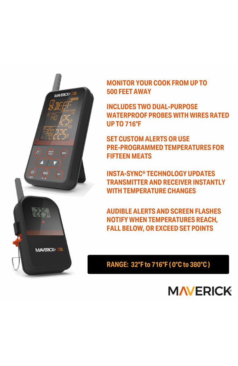 Maverick Extended Range Professional Wireless Thermometer, Dual Probe, Alternate, color, Black