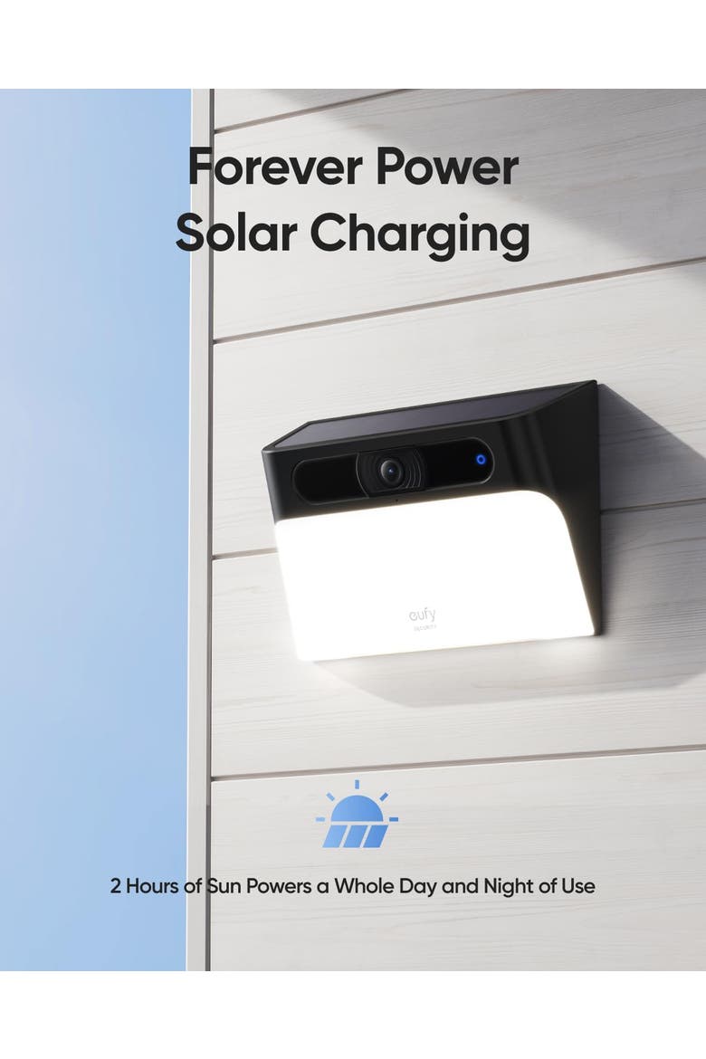 Solar Wall Light Cam S120 solar powered outdoor security camera with 8GB storage, Alternate, color, Black