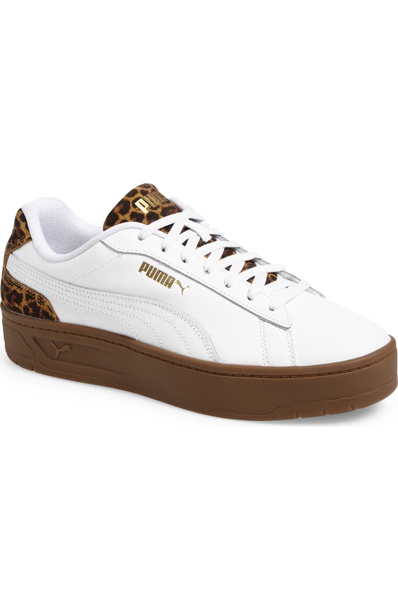 PUMA Court Lally Sneaker, Main, color, Puma White/ Warm White/ Gold