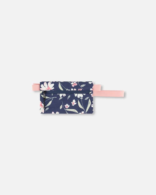 Deux Par Deux Double Pencil Case Flower In Blue