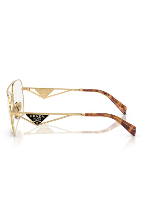 Prada 57mm Pilot Optical Glasses In Gold