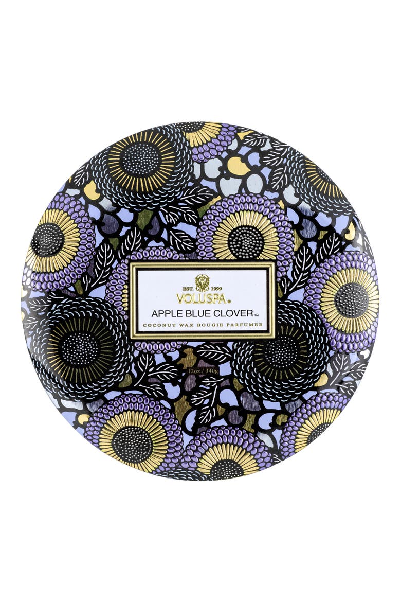 Apple Blue Clover Three-Wick Tin Candle, Alternate, color, APPLE BLUE CLOVER