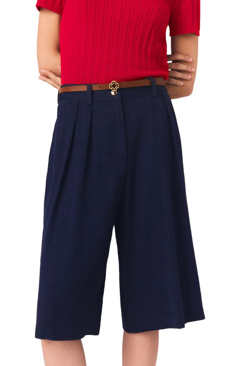 maje Linen-blend Bermuda shorts, Alternate, color, Navy