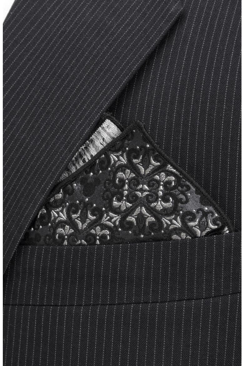 Mickey Mouse Damask Silk Pocket Square, Alternate, color, GRAY
