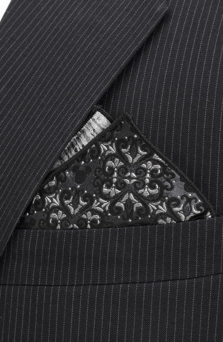 Cufflinks, Inc. Mickey Mouse Damask Silk Pocket Square, Alternate, color, Gray