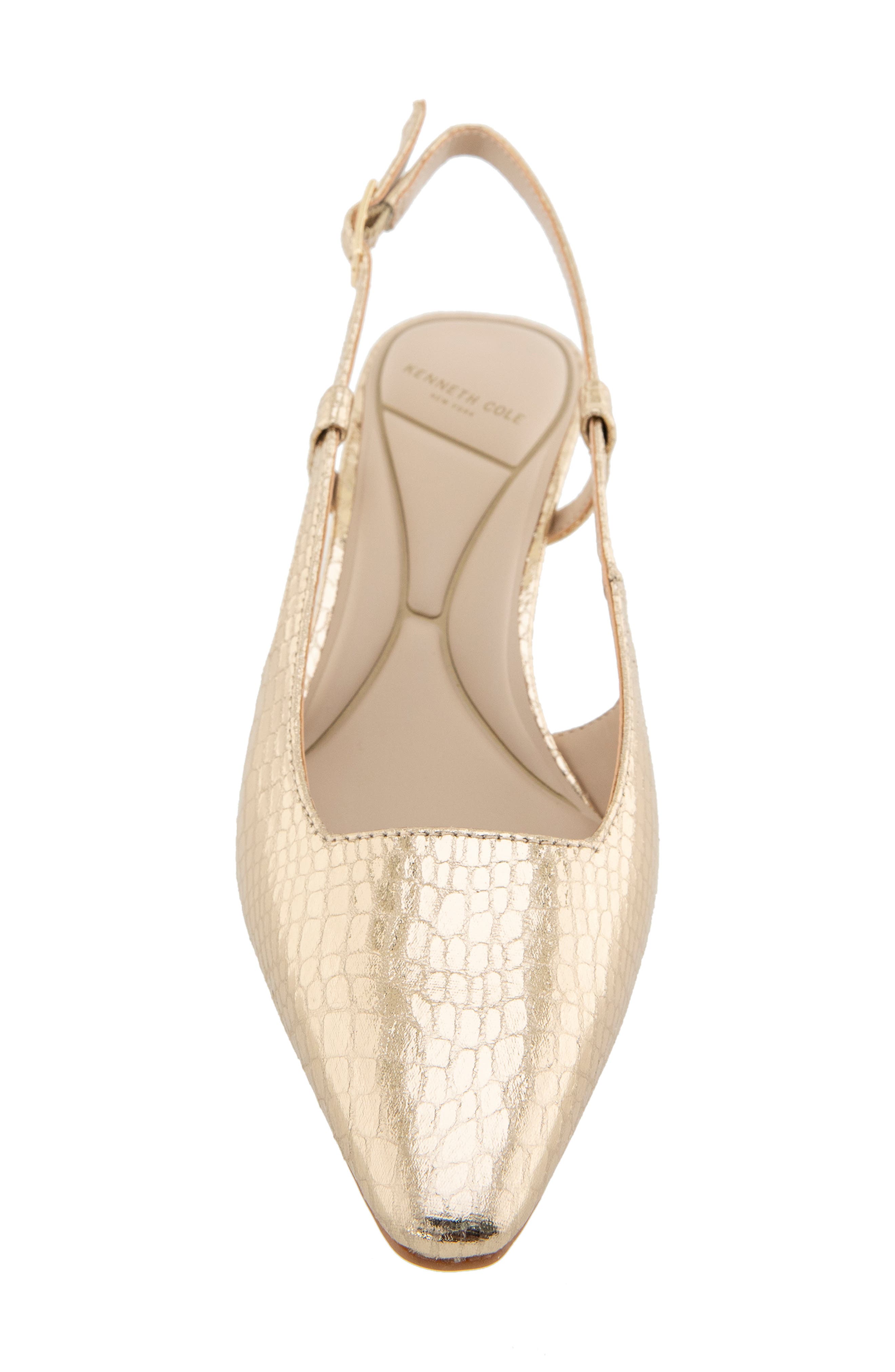 Kenneth Cole Martha Snakeskin Embossed Slingback Pump, Alternate, color, Soft Gold