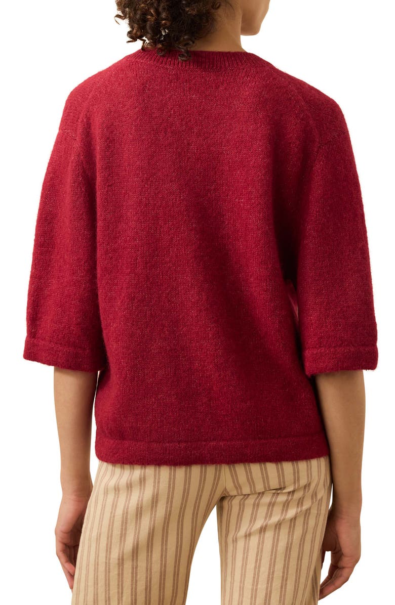 Faherty Apres Elbow Sleeve Alpaca & Pima Cotton Cardigan, Alternate, color, Wine Rust