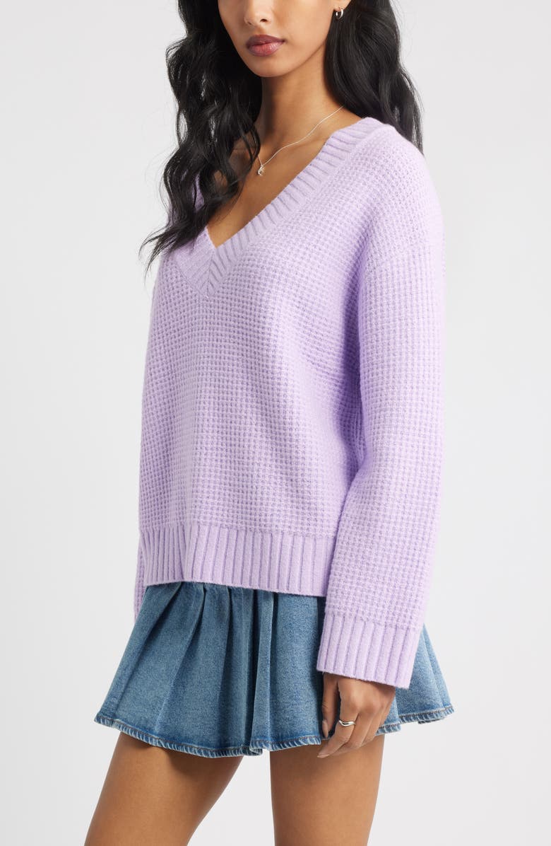 BP. V-Neck Thermal Sweater, Alternate, color, Purple Feminine