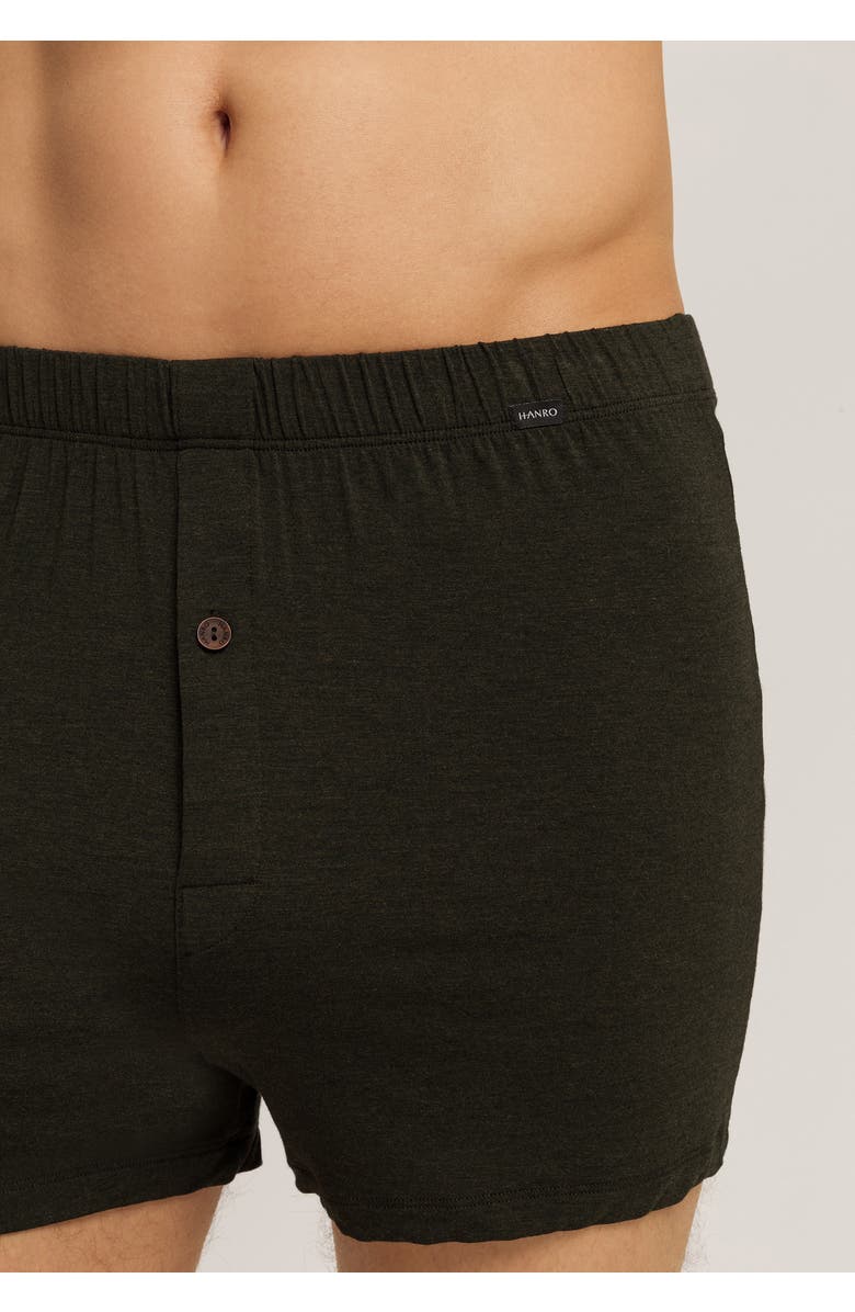 Hanro Casuals Single Jersey Boxers With Button Fly, Alternate, color, Earthy Ink Melange