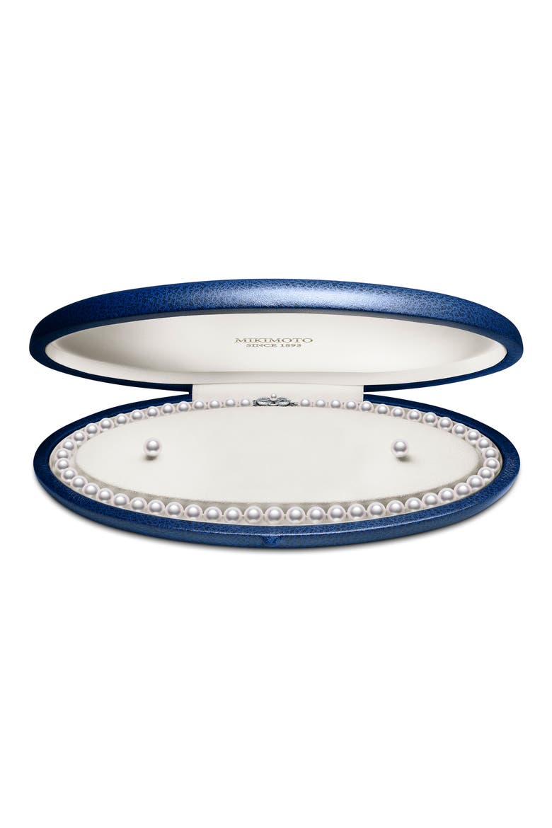 Cultured Pearl Necklace & Stud Earrings Set, Alternate, color, 18KW