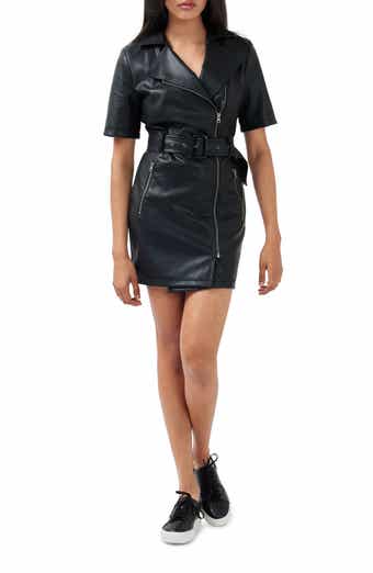 Belle & Bloom Wild Nights Short Sleeve Faux Leather Minidress