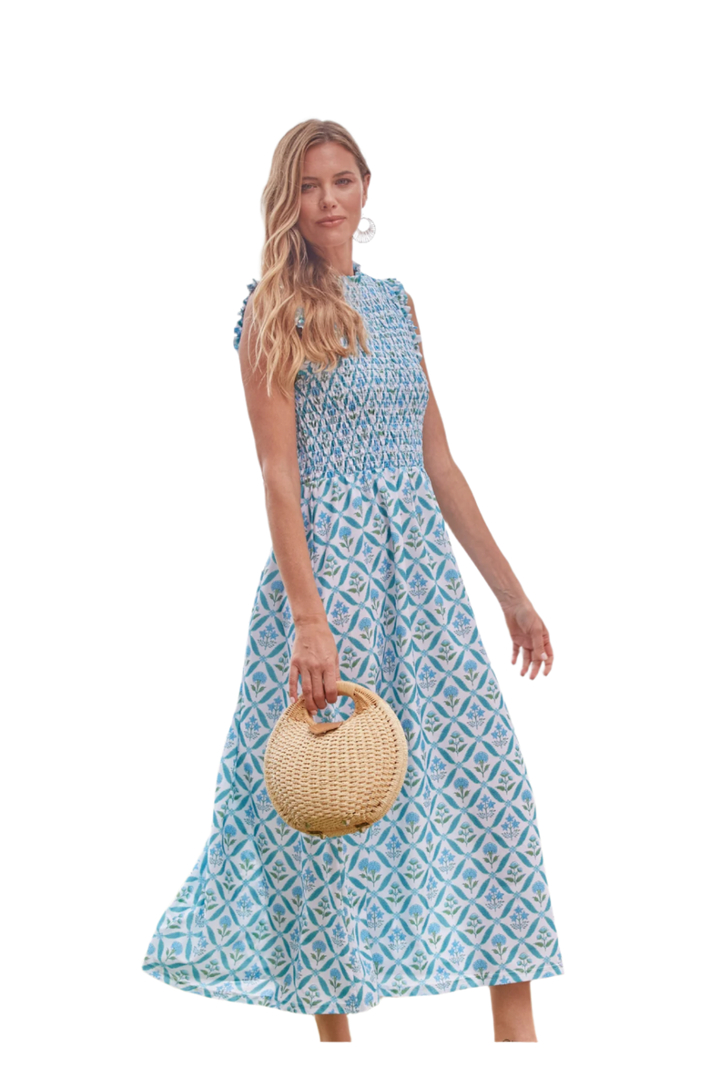Cabana Life Smocked Maxi Dress, Main, color, Rosemary Beach