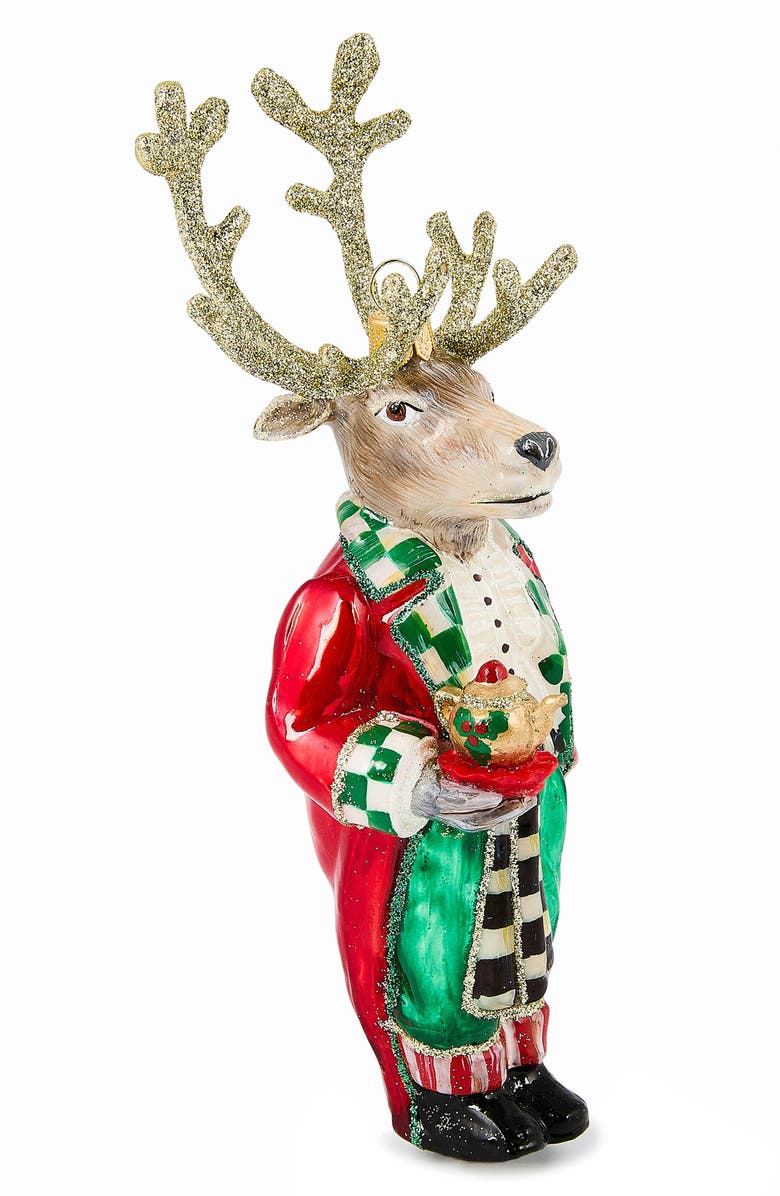 MACKENZIE CHILDS Check It Out Reindeer Butler Ornament, Alternate, color, Red