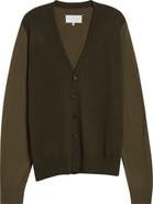 Maison Margiela Colorblock Elbow Patch Wool V-Neck Cardigan