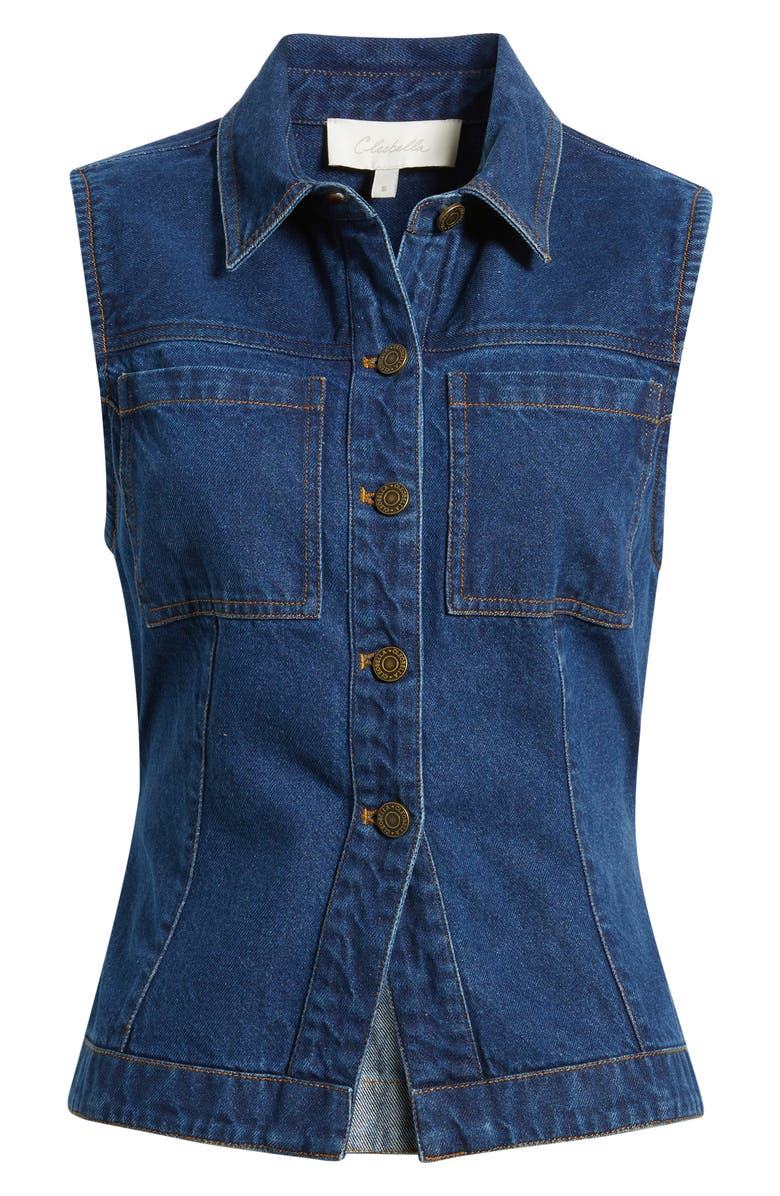 Cleobella Franka Denim Vest, Alternate, color, Dark Denim