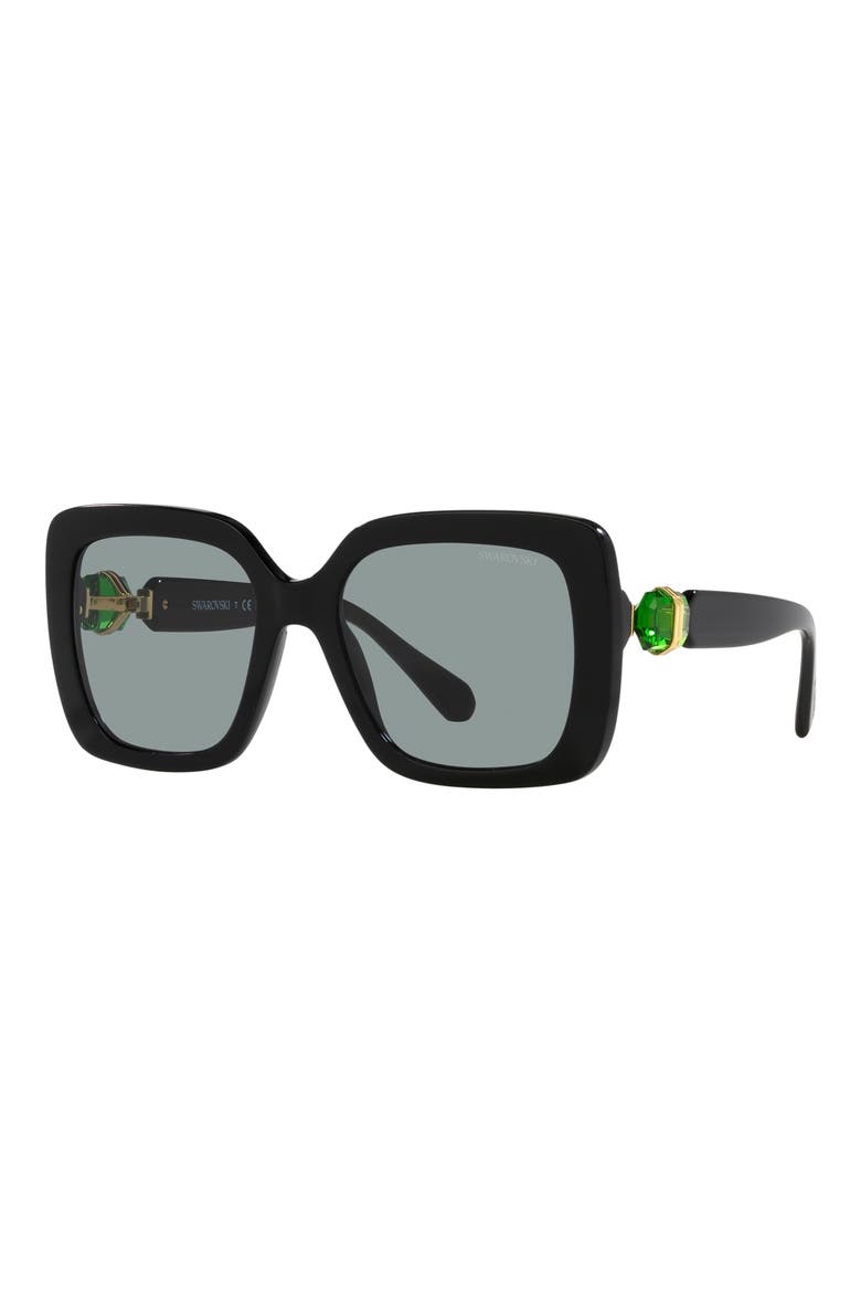 55mm Square Sunglasses, Alternate, color, BLACK