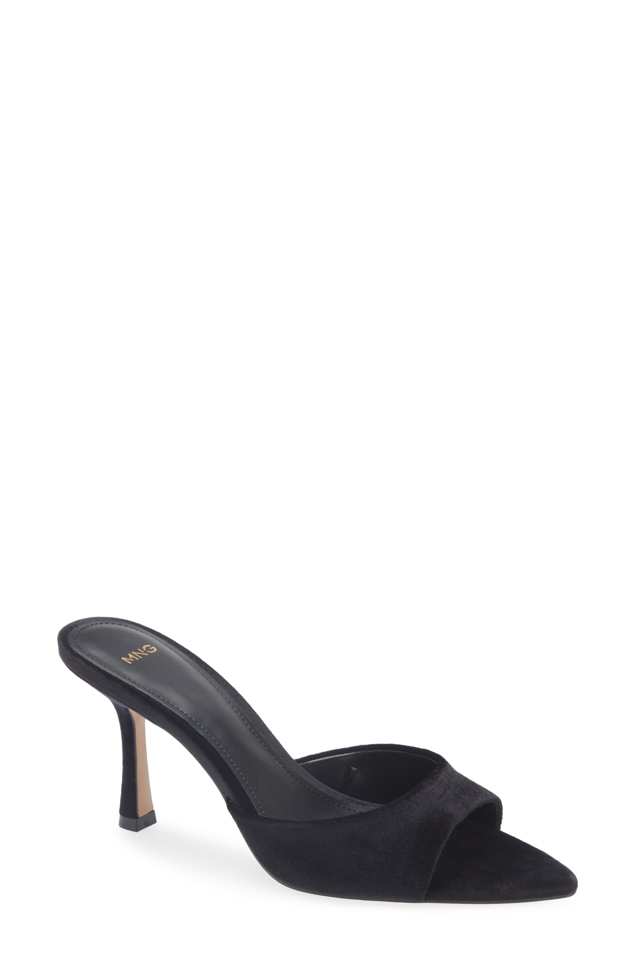 MANGO Velvet Slide Sandal, Main, color, Black