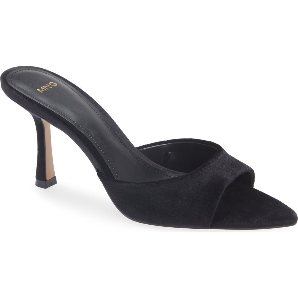Mango Velvet Slide Sandal In Black