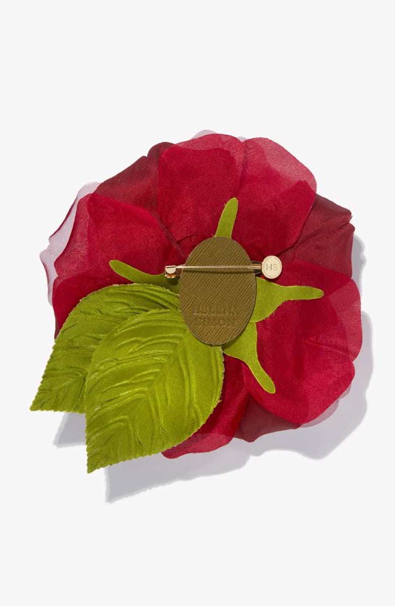 Helena Simon The Large Red Rose Floral Brooch, Alternate, color, Red