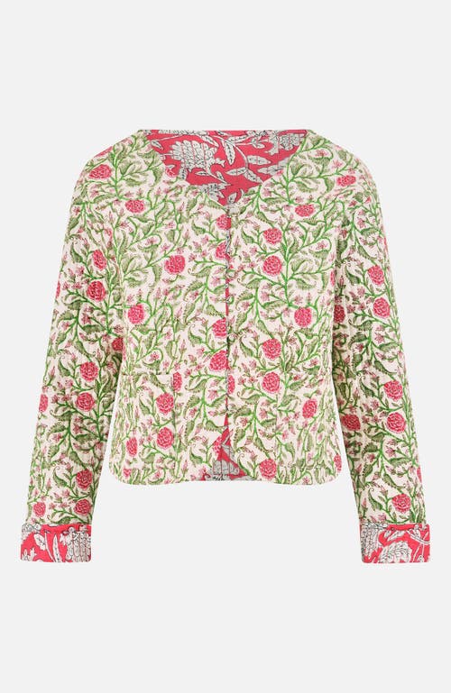 Yumi Floral Reversible Cotton Quilted Jacket In Multi
