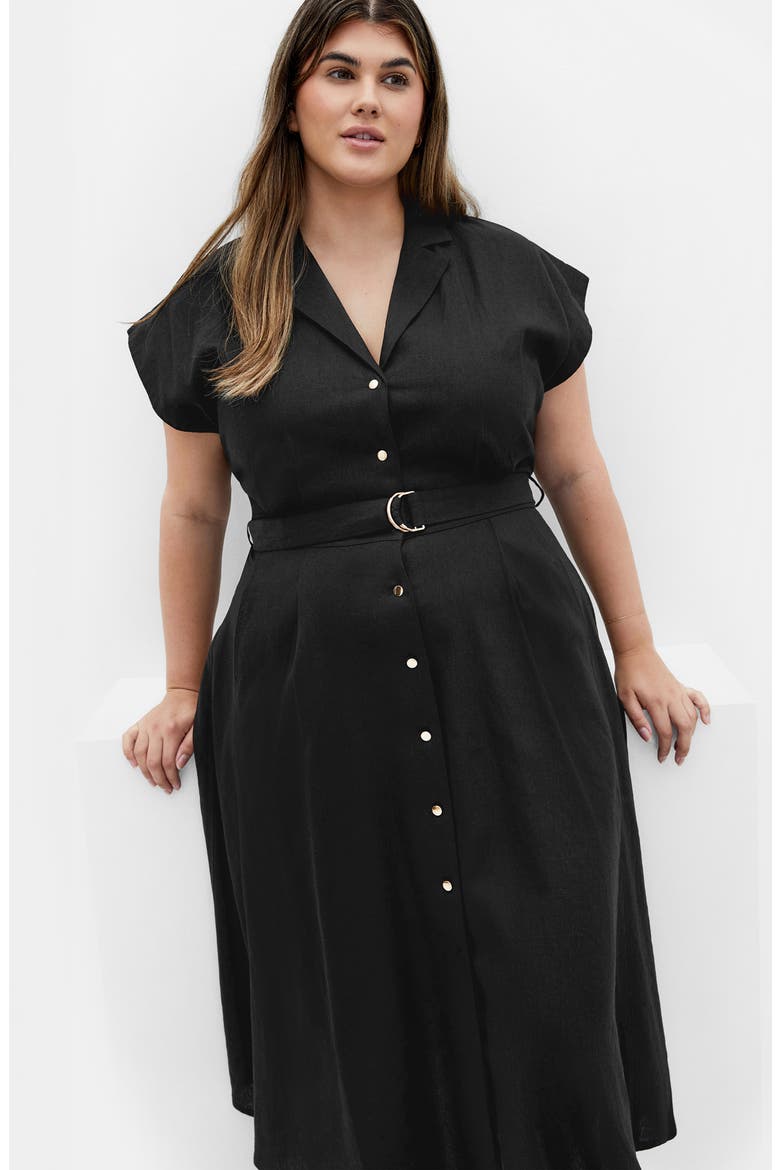 Liliana Short Sleeve Maxi Shirtdress, Alternate, color, BLACK