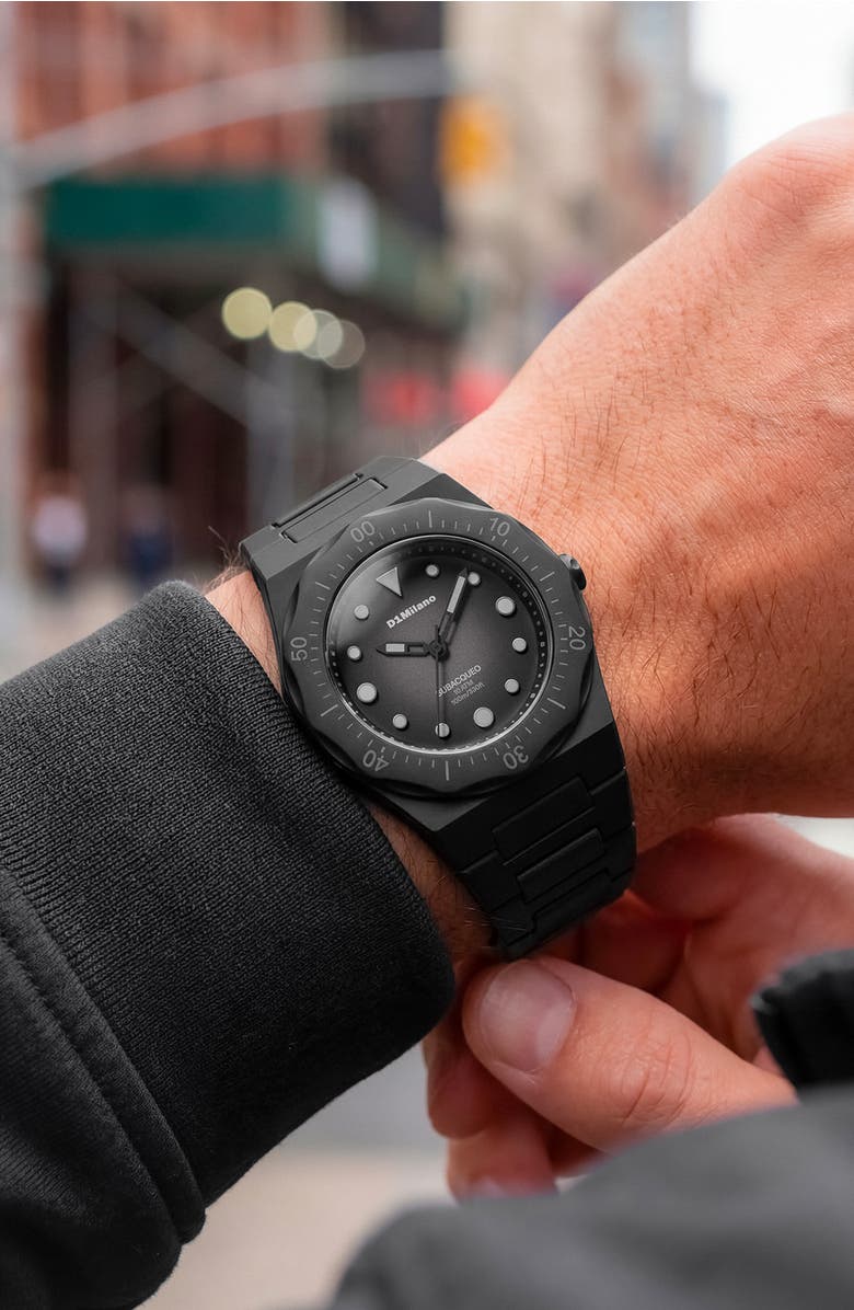 D1 Milano Subacqueo Polycarbonate Bracelet Watch, 40.5mm, Alternate, color, Black