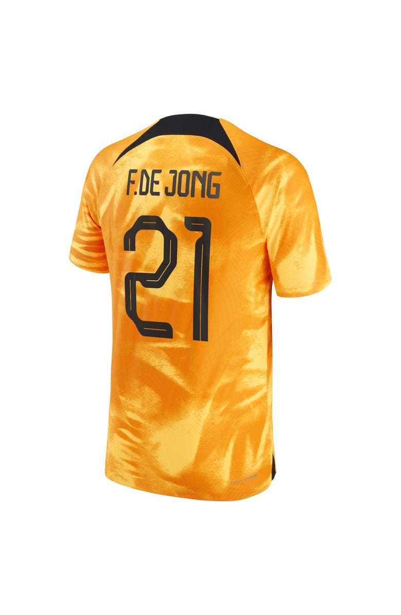 Nike Men's Nike Frenkie de Jong Orange Netherlands National Team 2022/23 Home Vapor Match Authentic Player Jersey, Alternate, color,