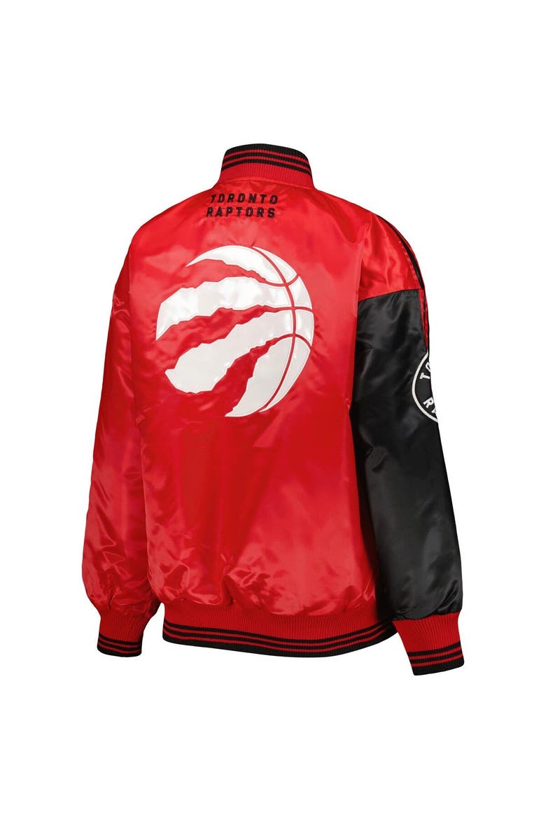 Women's Starter Black/Red Toronto Raptors Split Colorblock Satin Full-Snap Varsity Jacket, Alternate, color, Black