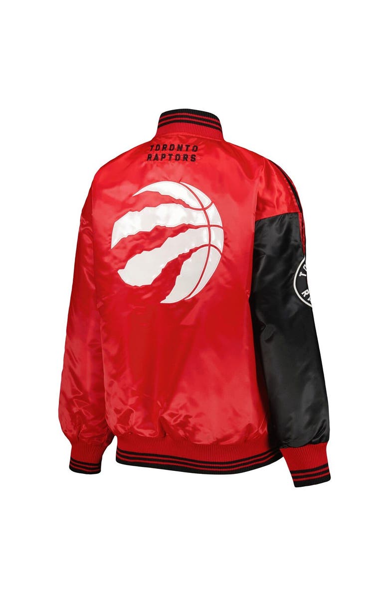 STARTER Women's Starter Black/Red Toronto Raptors Split Colorblock Satin Full-Snap Varsity Jacket, Alternate, color, Black
