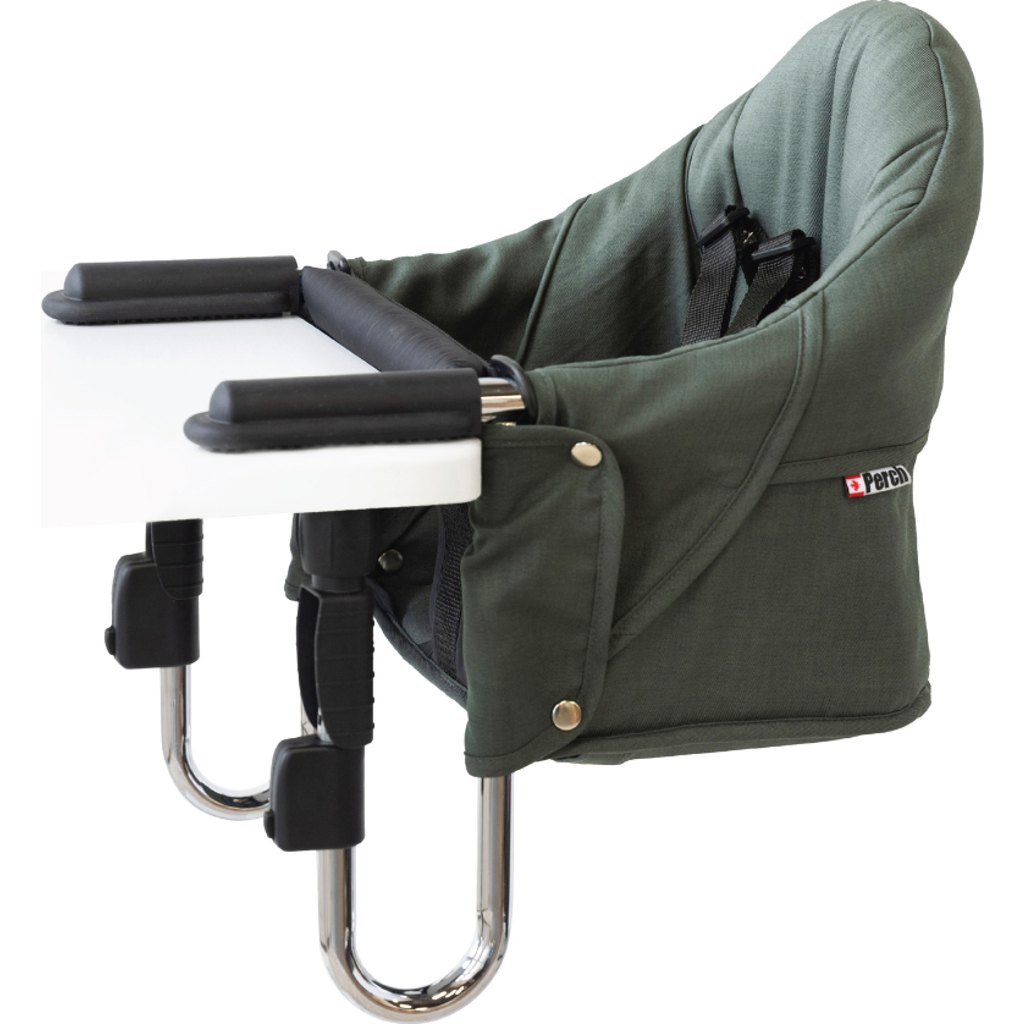 Guzzie and Guss Perch Portable Hook-On Baby Highchair - Compact, Travel-Friendly & Fits Most Tables in Tropical Green (Chrome Frame)  product