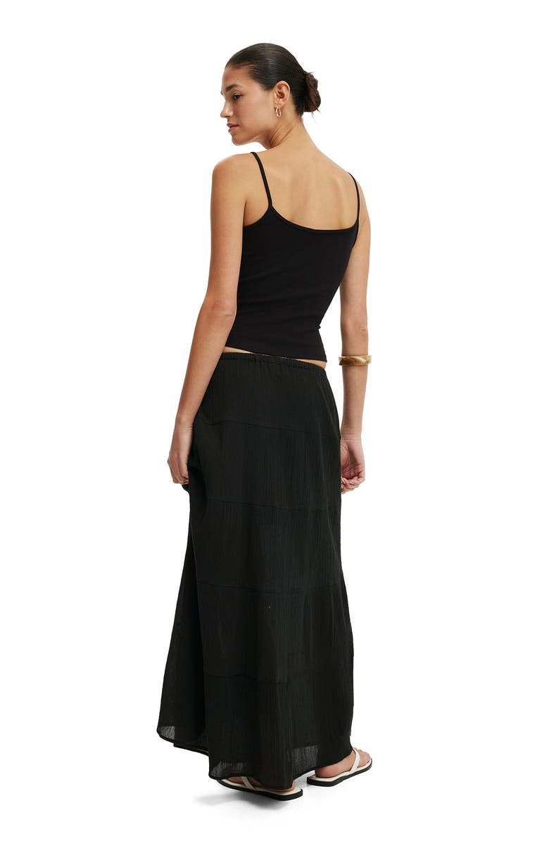 Cotton On Women's Haven Multi Tiered Maxi Skirt, Alternate, color, Black Texture